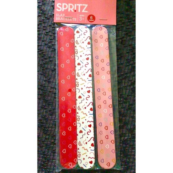 NEW Lot (6) SLAP BRACELETS Birthday Party Favors Hearts Friends Love by Spritz - Picture 2 of 5